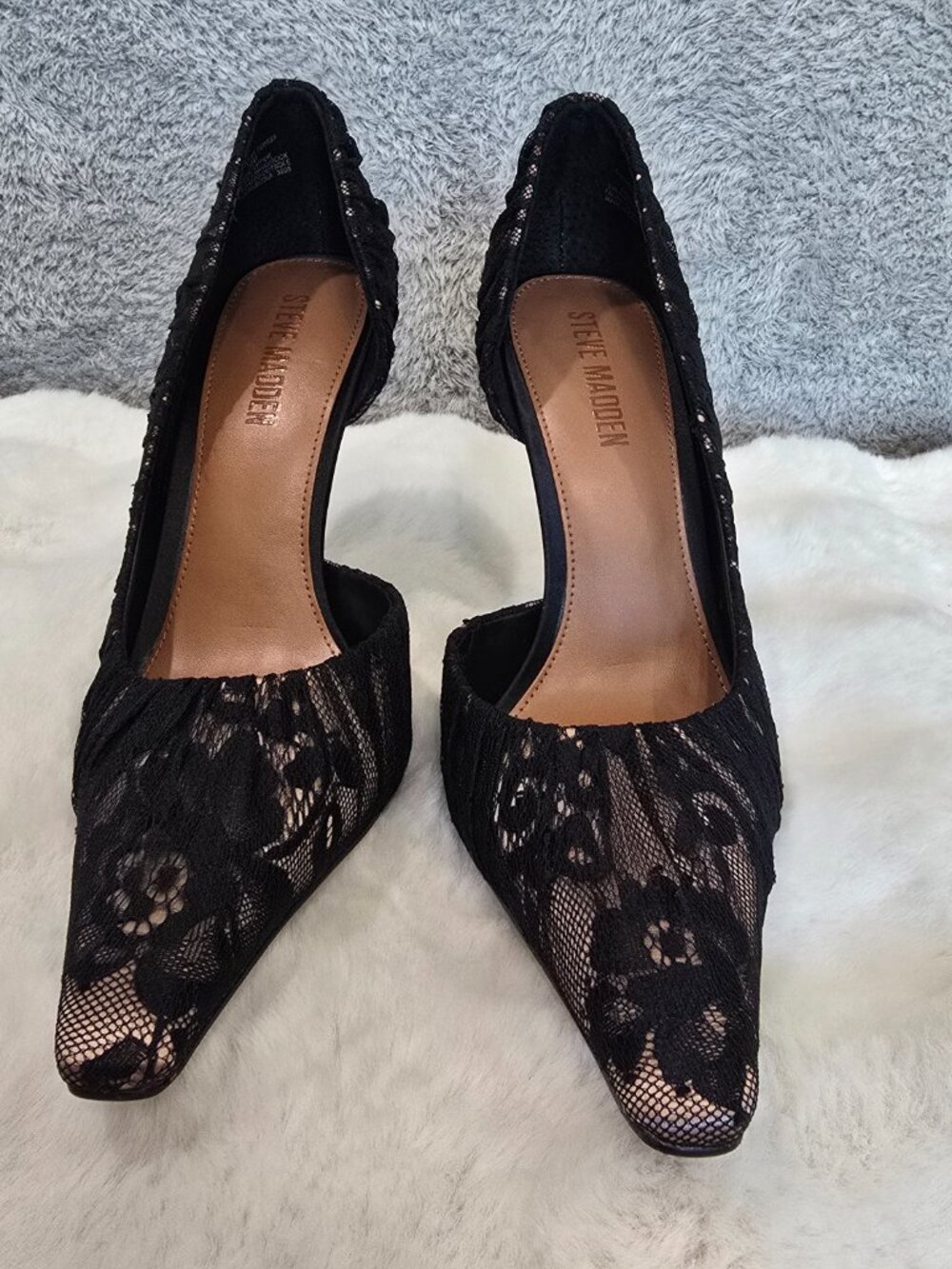 Steve Madden Elegant Stiletto D'Orsay Black Lace Heels Women's Sizes NEW - Picture 10 of 13
